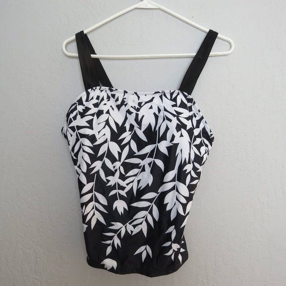 MOKINGTOP NWT Black and White Bathing Suit Sz L Two Piece Black Bottoms - Picture 1 of 10